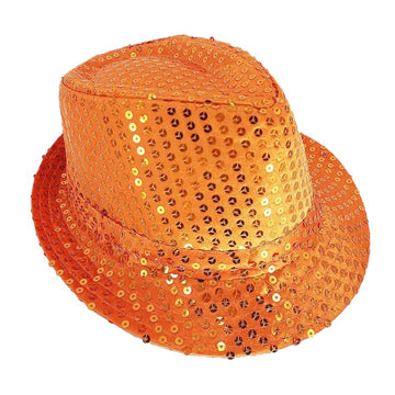 Fluro Orange Sequin Trilby Hat