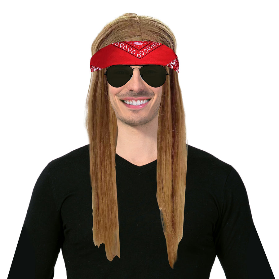 Ginger Rockstar Wig with Red Bandana