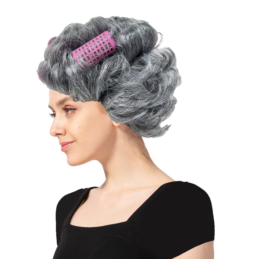 Grandma Wig with Pink Curlers