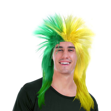 Aussie Yellow and Green Spiky Punk Rock Wig