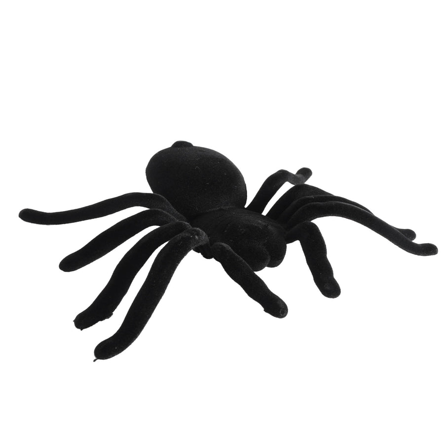 Large Flocked Spider (Black)