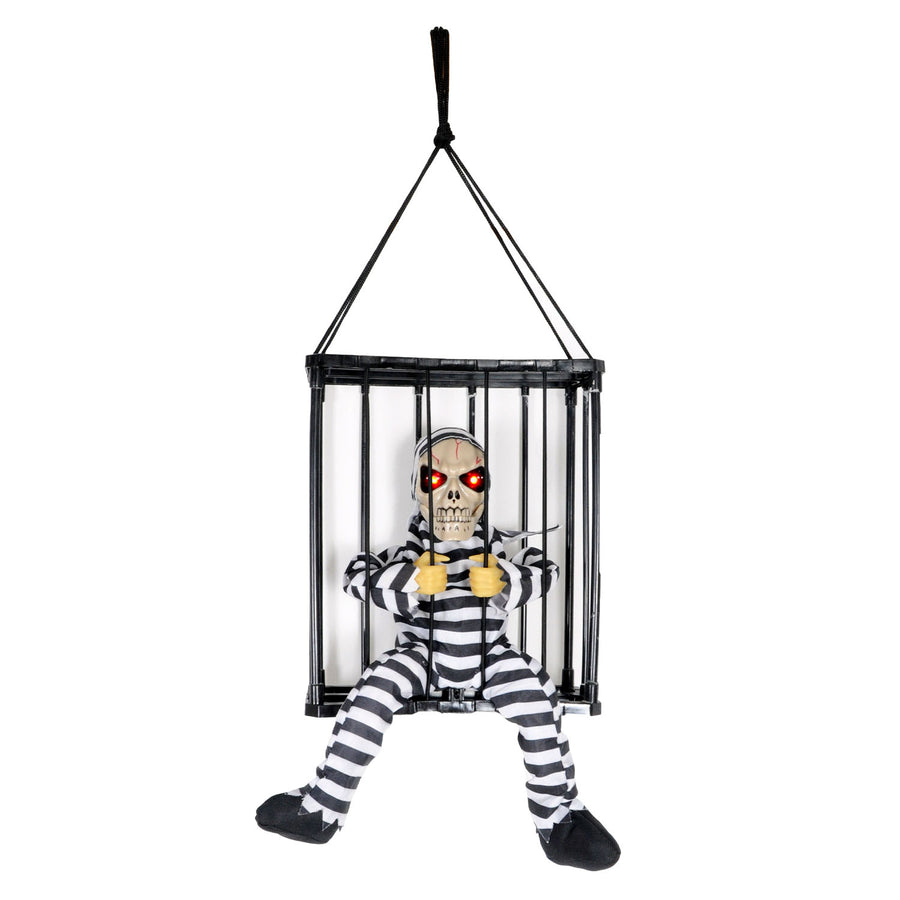 Animated Prisoner Skeleton in Cage