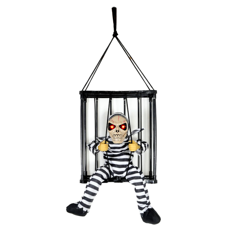 Animated Prisoner Skeleton in Cage