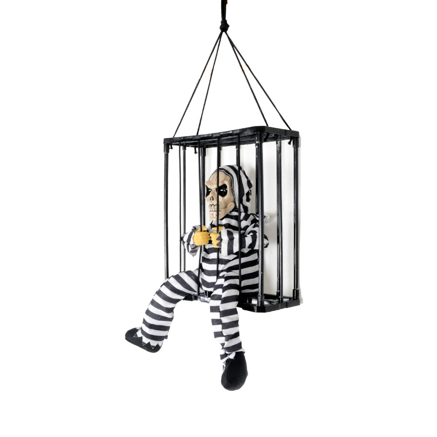 Animated Prisoner Skeleton in Cage