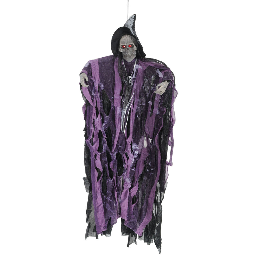 Animated Hanging Skeleton Witch Decoration