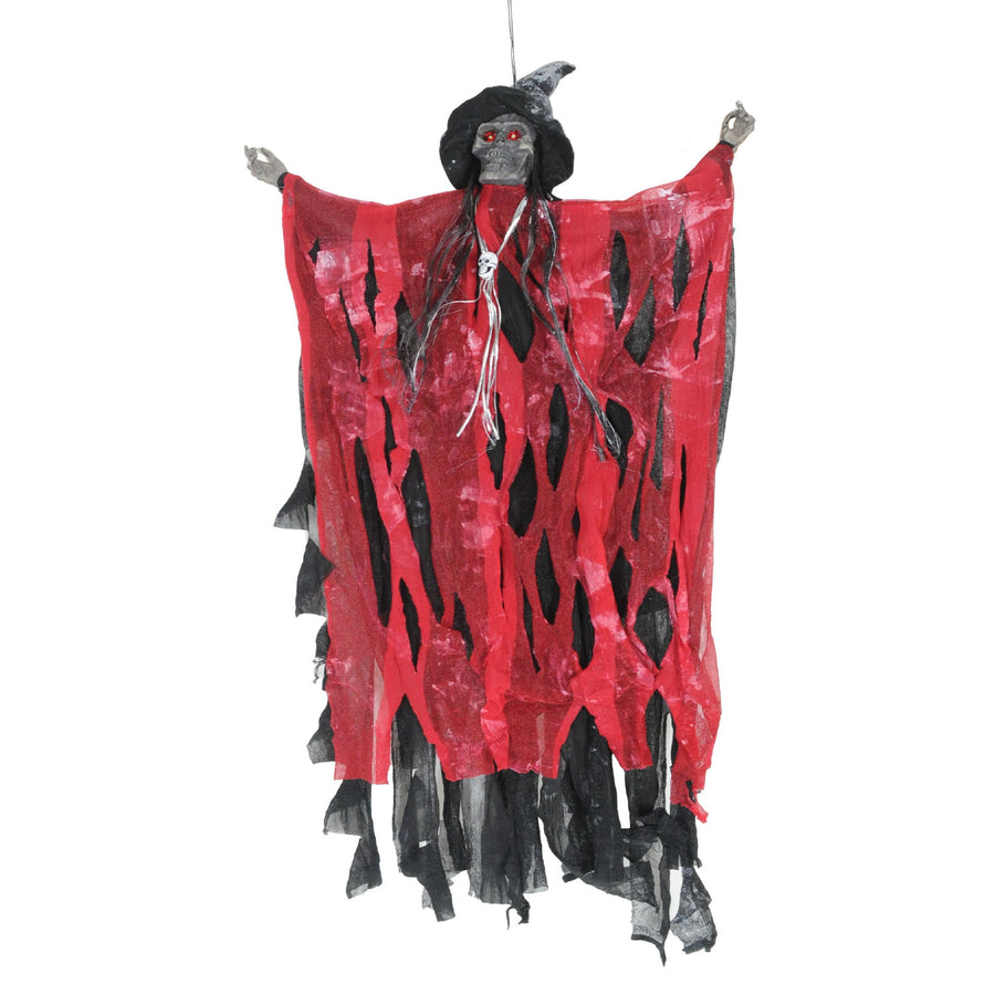 Animated Hanging Skeleton Witch Decoration