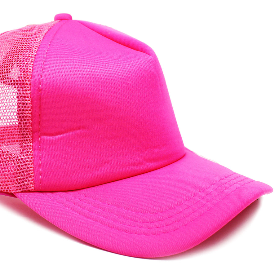 Fluro Pink Half Mesh Baseball Cap