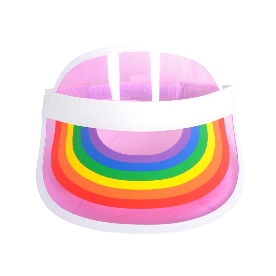 Rainbow Perspex Visor White Rim (Pink)