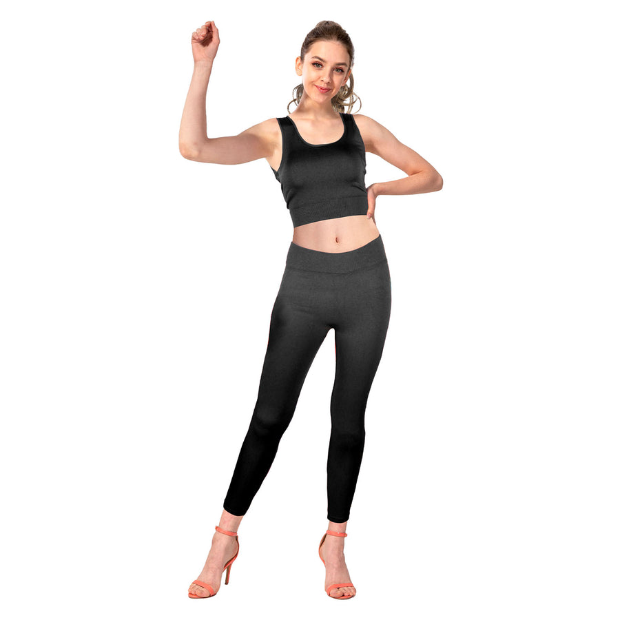 Black Crop Top and Leggings Set