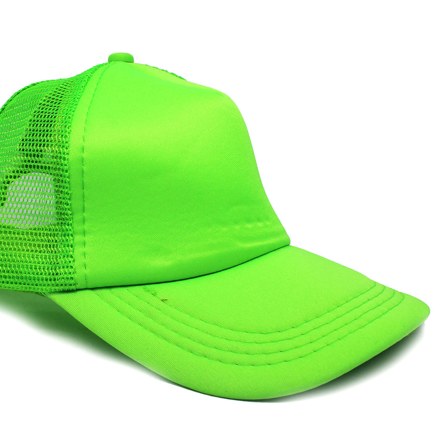 Fluro Green Half Mesh Baseball Cap