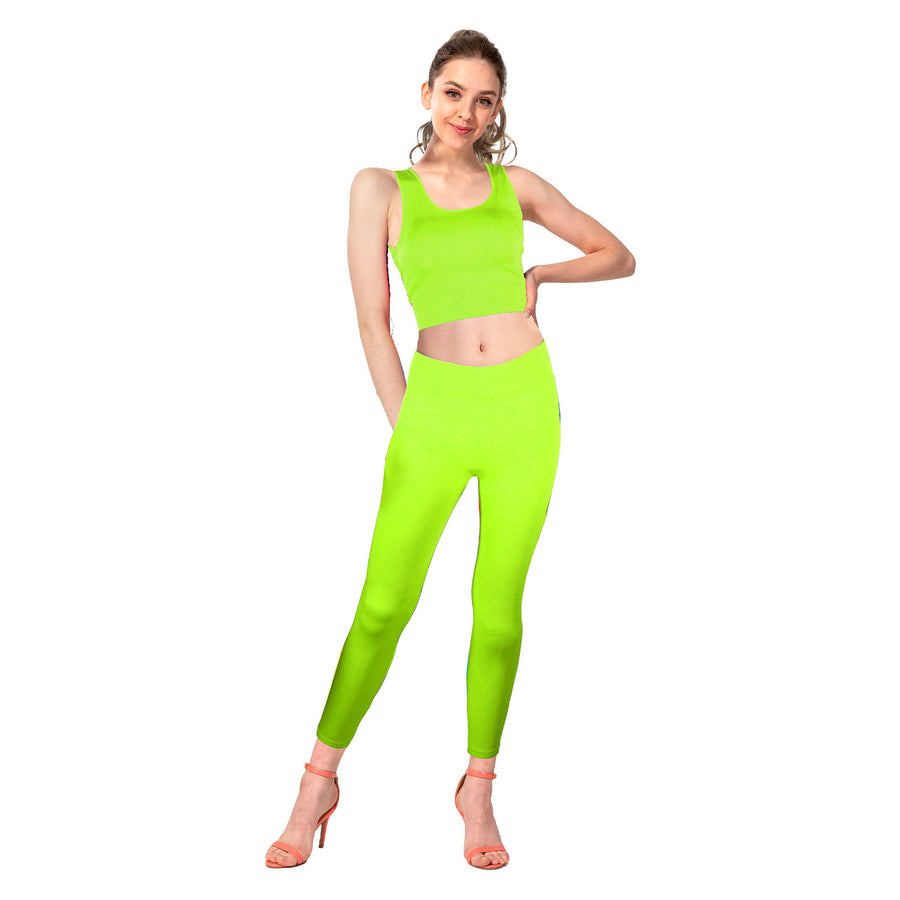 Lime Green Crop Top and Leggings Set