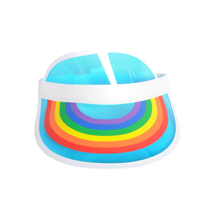 Rainbow Perspex Visor White Rim (Blue)