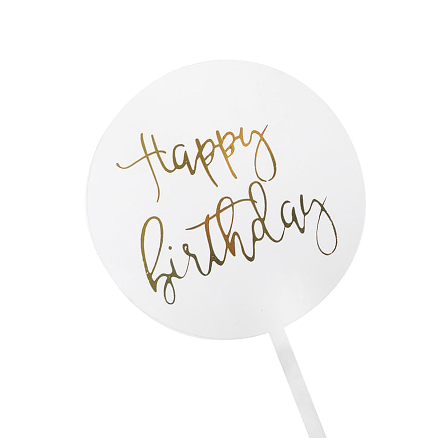 Deluxe Happy Birthday Perspex Cake Topper (Clear and Gold)