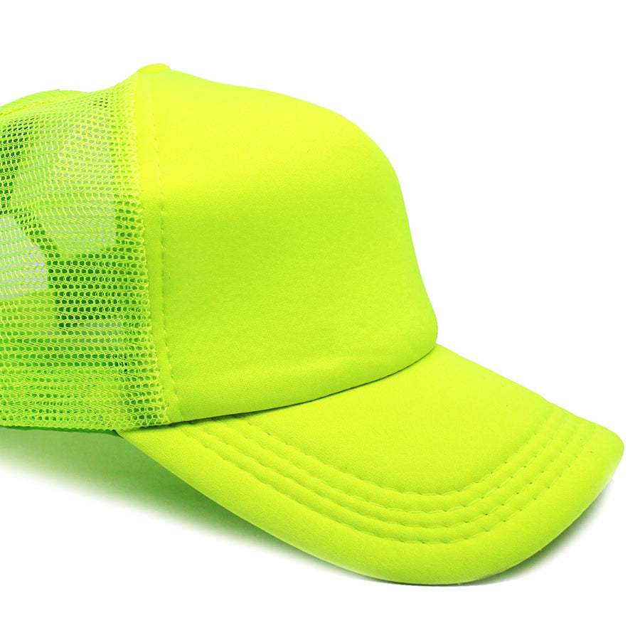 Fluro Yellow Half Mesh Baseball Cap