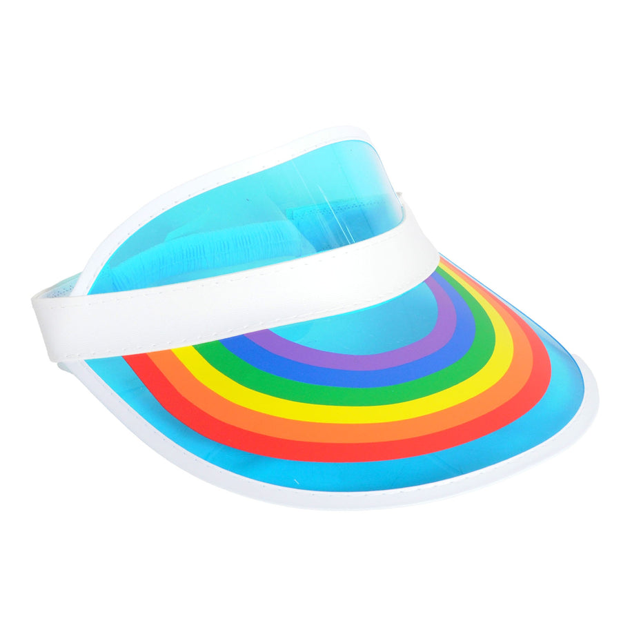 Rainbow Perspex Visor White Rim (Blue)