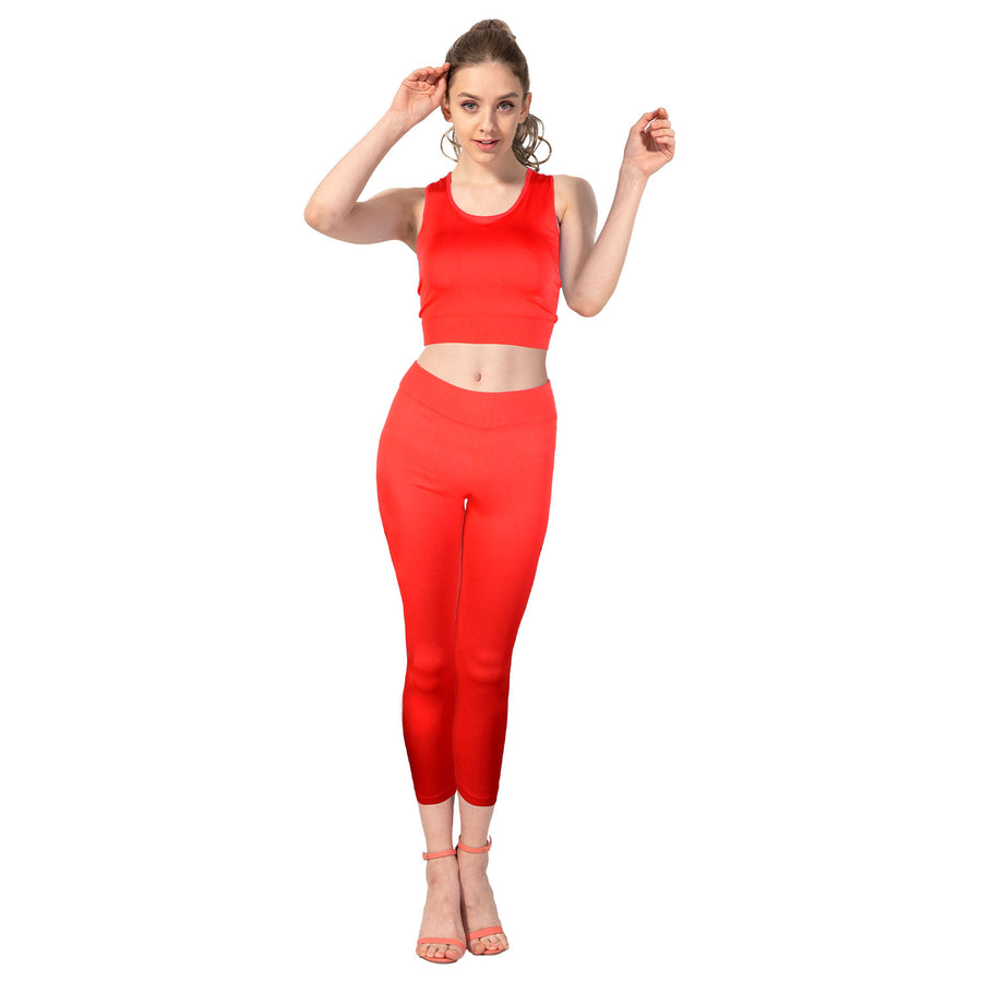 Red Crop Top and Leggings Set