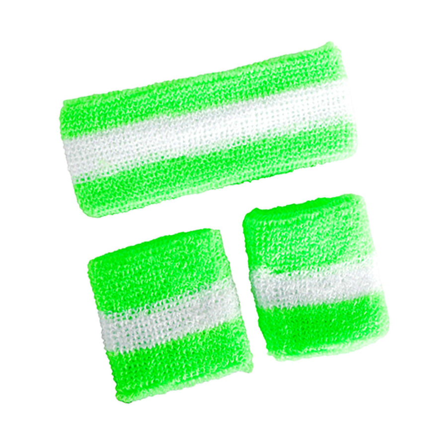 Striped Sweatband & Wristband Set (Green)