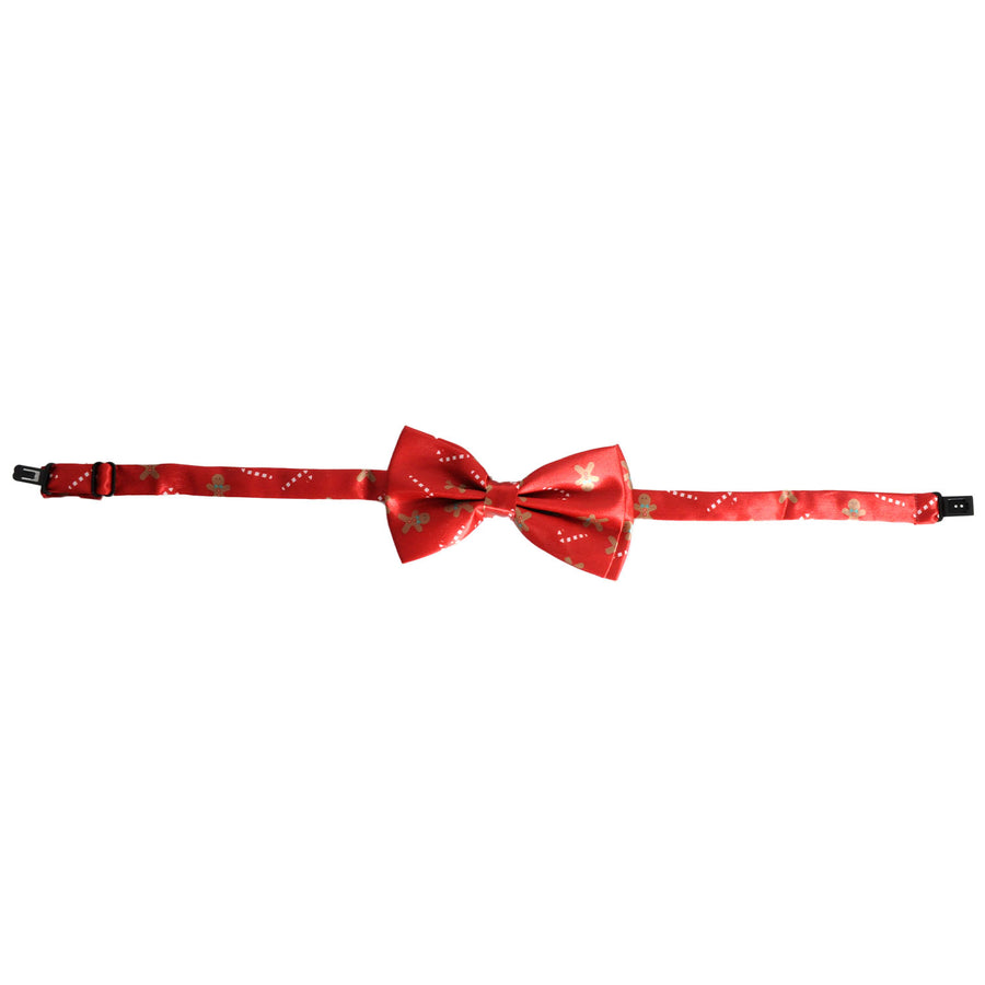 Christmas Bow Tie (Red with Gingerbread Man and Candy Cane)