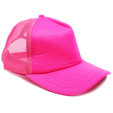 Fluro Pink Half Mesh Baseball Cap