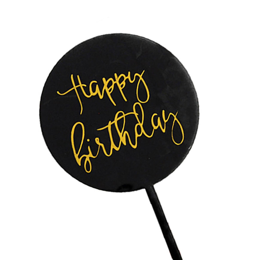 Deluxe Happy Birthday Perspex Cake Topper (Black and Gold)