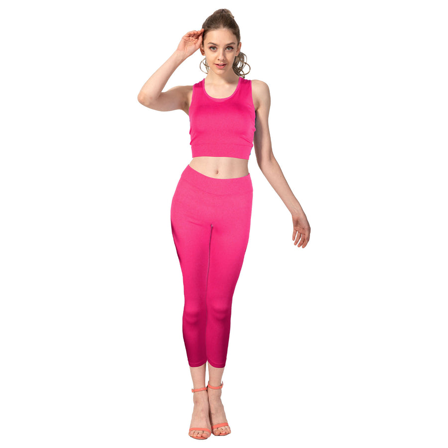 Pink Crop Top and Leggings Set