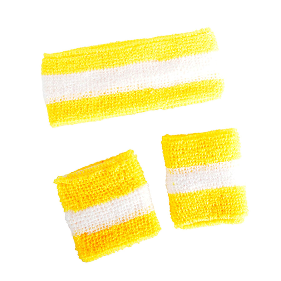 Striped Sweatband & Wristband Set (Yellow)