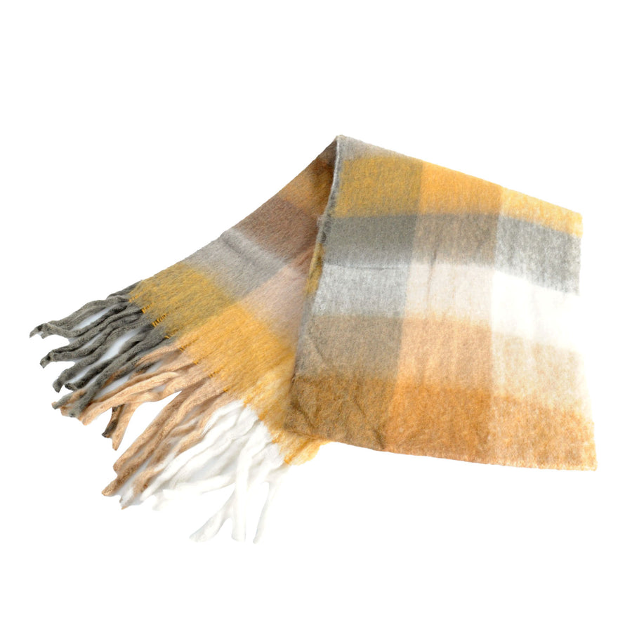 Chunky Check Winter Scarf (Brown)