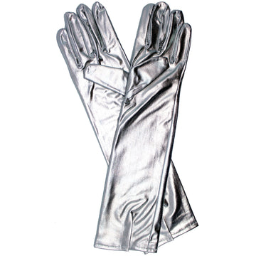 Long Metallic Glove (Silver)