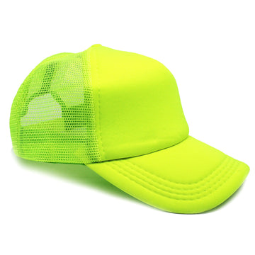 Fluro Yellow Half Mesh Baseball Cap