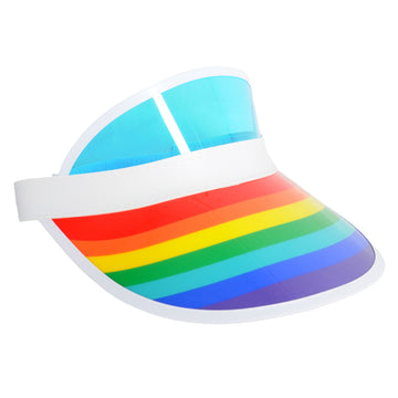 Rainbow Stripe Perspex Visor White Rim (Blue)