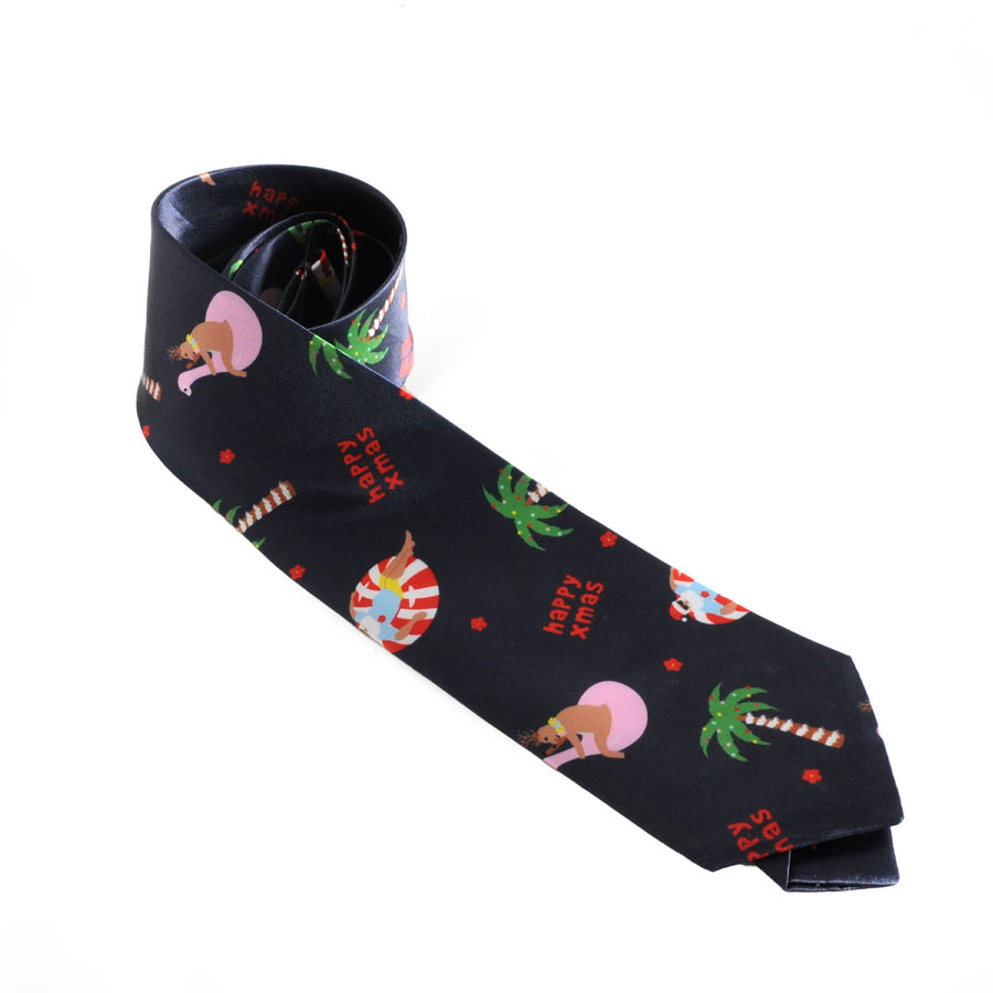 Christmas Long Tie (Tropical Santa and Reindeer)