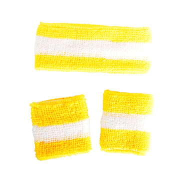 Striped Sweatband & Wristband Set (Yellow)