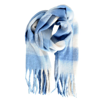 Chunky Check Winter Scarf (Blue)