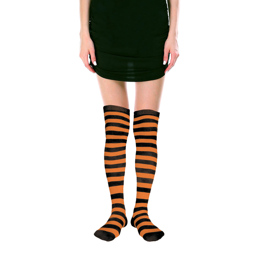 Over Knee Socks (Orange/Black Stripe)