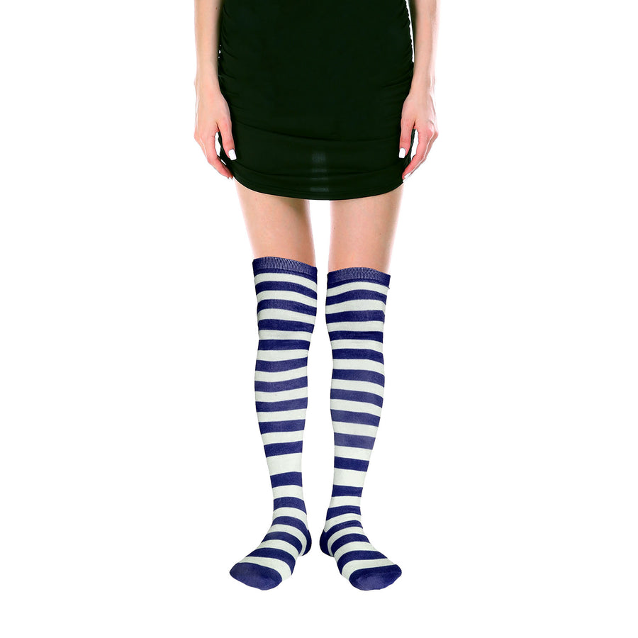 Over Knee Socks (Navy Blue/White Stripe)