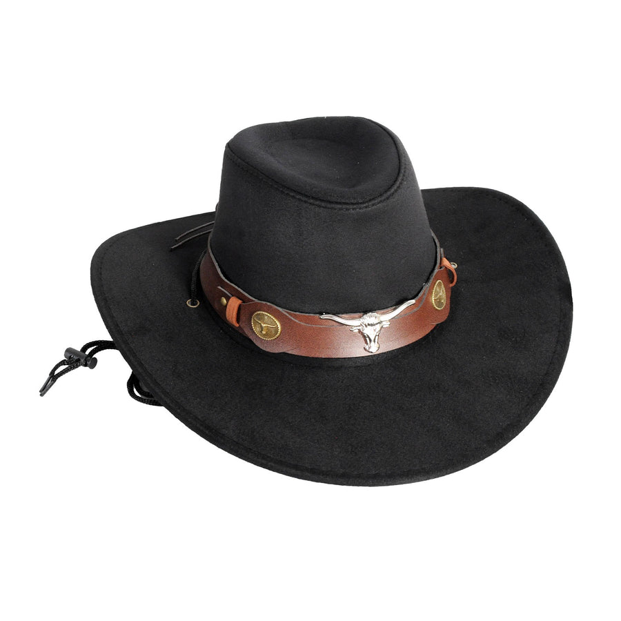 Black Deluxe Cowboy Hat with Bull Band