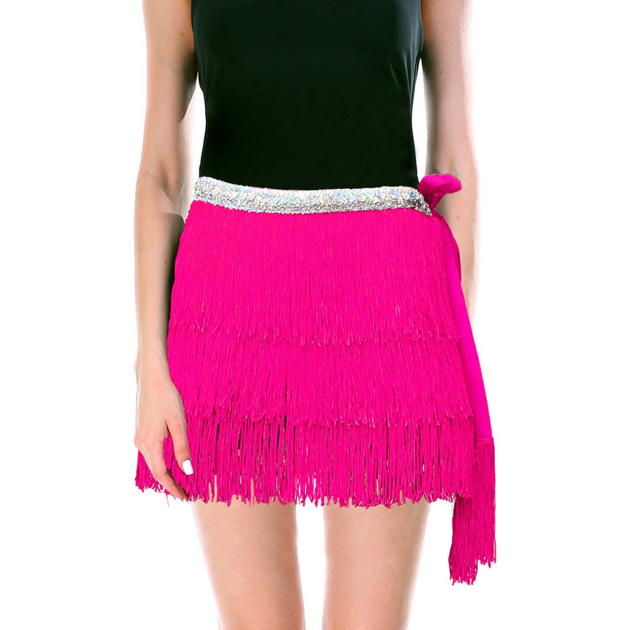 Hot pink fringe skirt hotsell