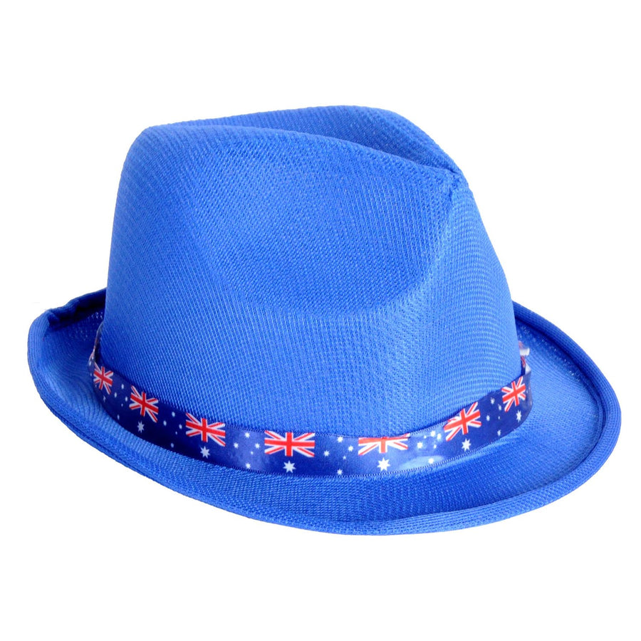 Blue Trilby Hat with Australian Flag Ribbon