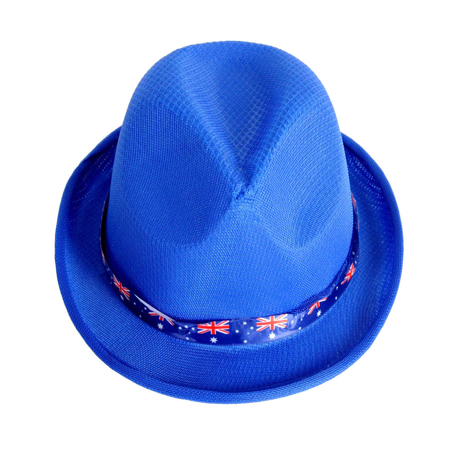 Blue Trilby Hat with Australian Flag Ribbon