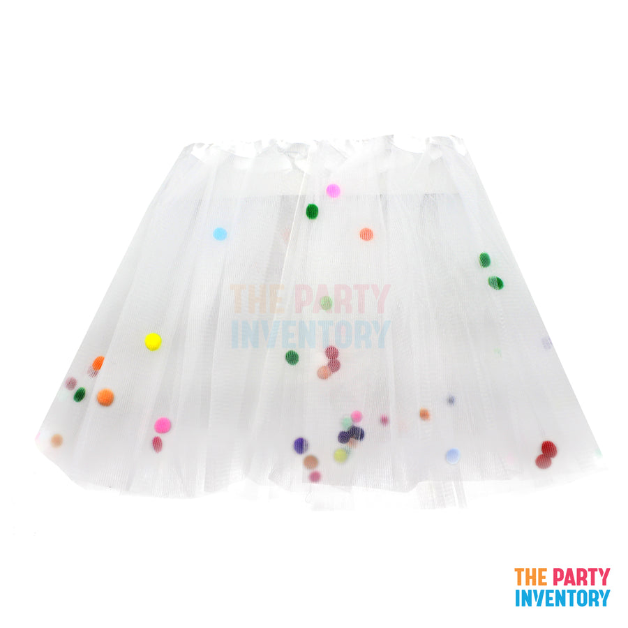 Children Confetti Pom Pom Tutu (White)