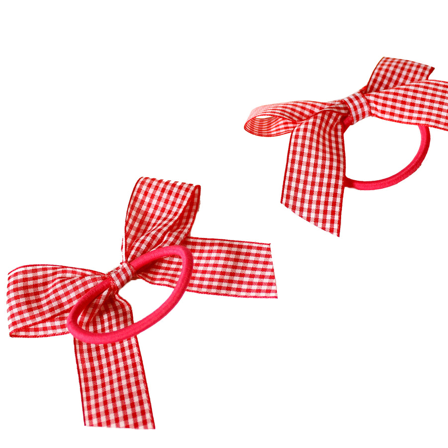 Red Gingham Bow Hair Tie (2pk)