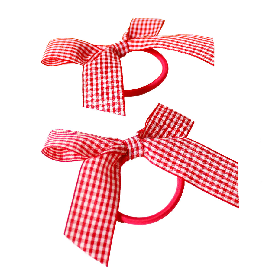 Red Gingham Bow Hair Tie (2pk)