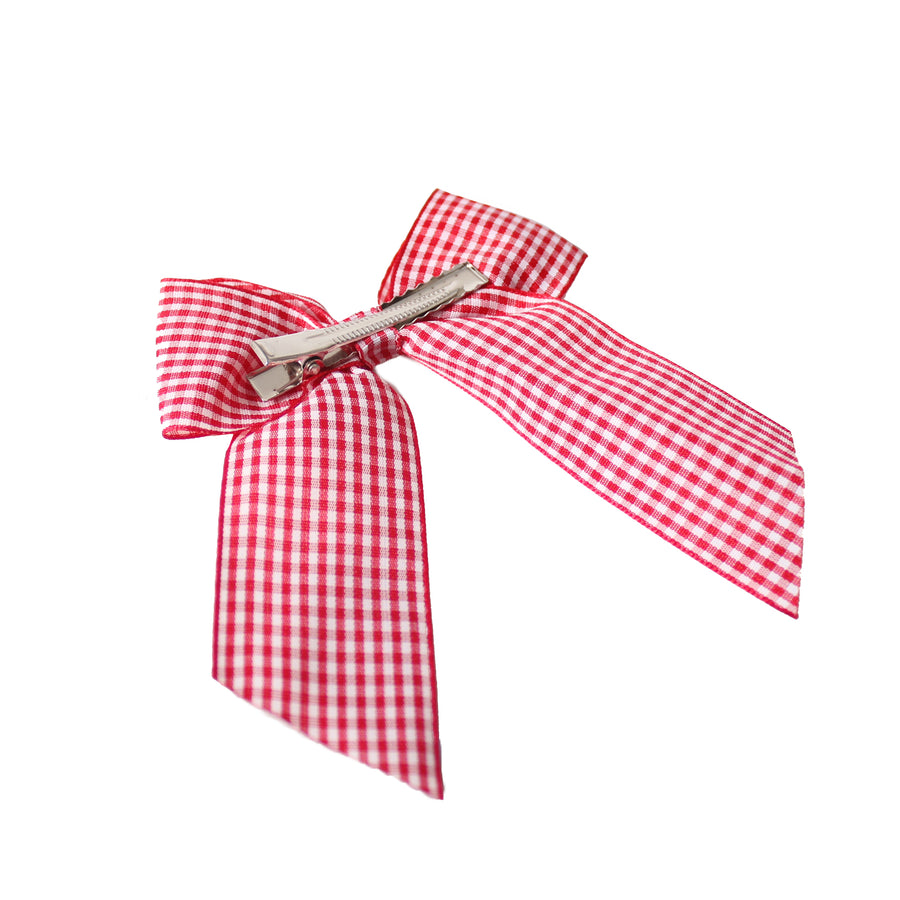 Red Gingham Bow Clip