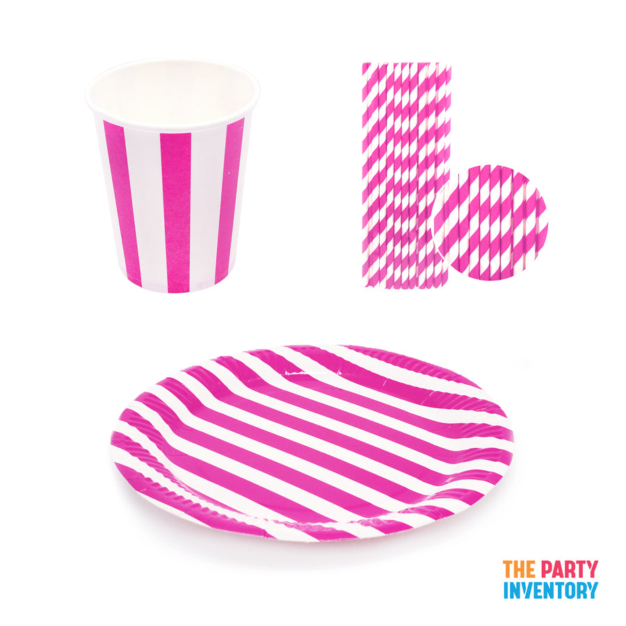 Hot Pink Stripe Tableware Set