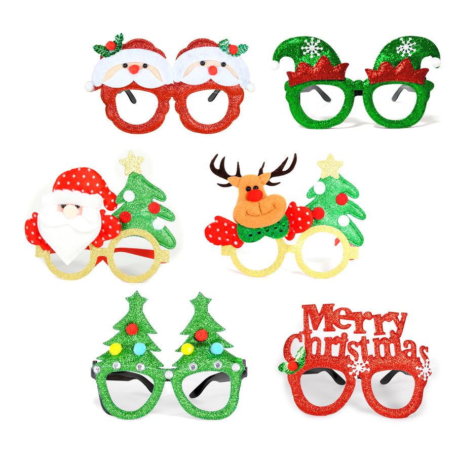 Merry Christmas Glasses Photo Prop Kit (6 pack)