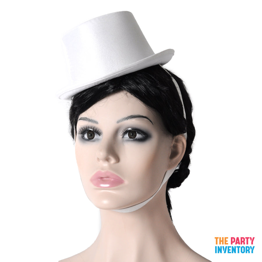 Mini White Satin Top Hat