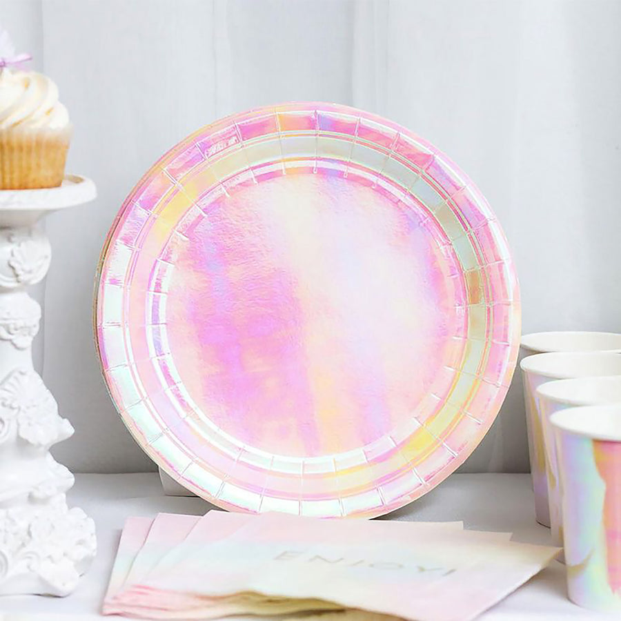 Iridescent Pink Paper Plates (8pk)