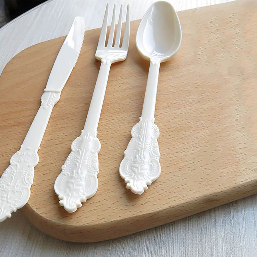 Deluxe Plastic Cutlery Set (Ivory)