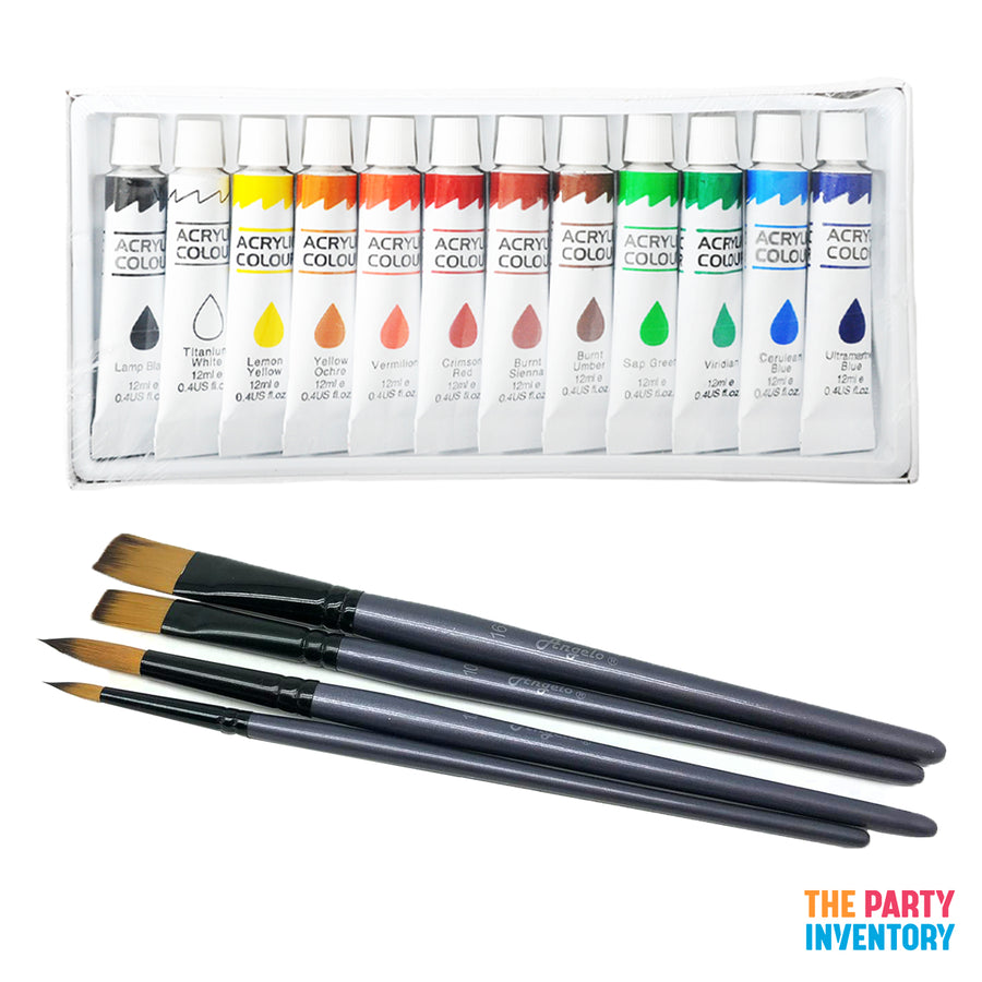 Acrylic Colour Paint & Brush Set