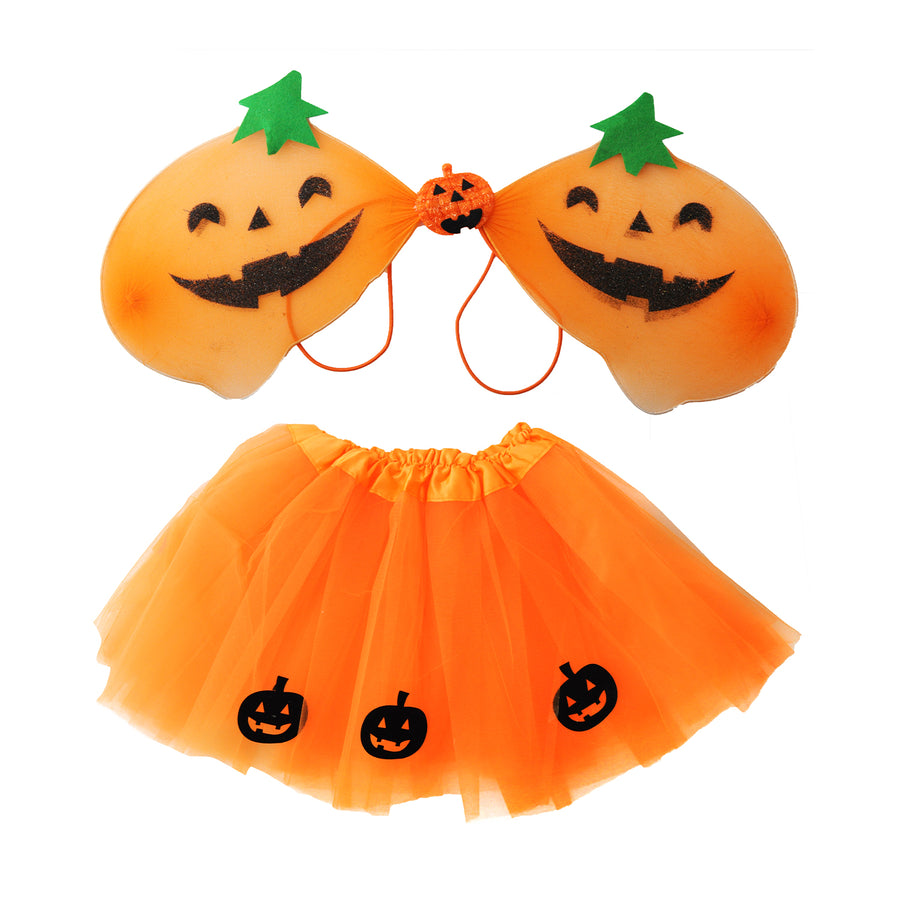 Halloween Pumpkin Wings & Tutu Set